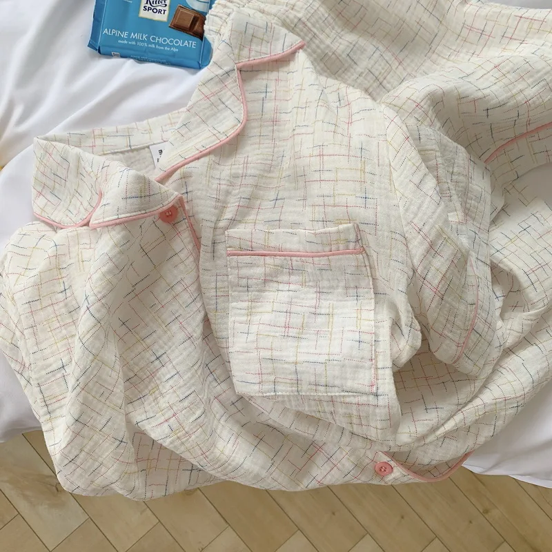 

summer women pajamas set casual short sleeve tops shorts 2 piece set white homewear night suit print plaid sleepwear ins Y631