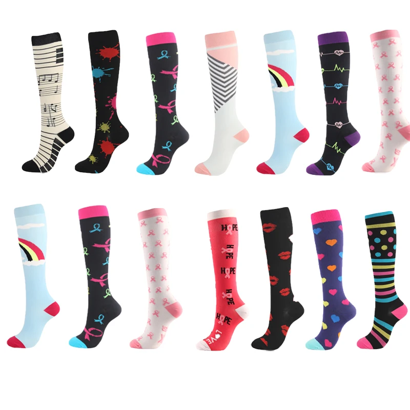 Mens And Womens Sports Compression Socks Interesting Pattern Balloon Point Leg Pressure Running Riding Compression Socks