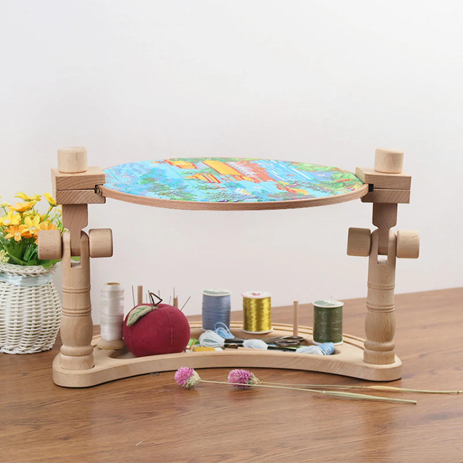 

Adjustable Embroidery Frame Stand Cross Stitch Sewing Rack Holder Embroidery Lap Stand Tabletop Needlework Sewing Crafts Tools