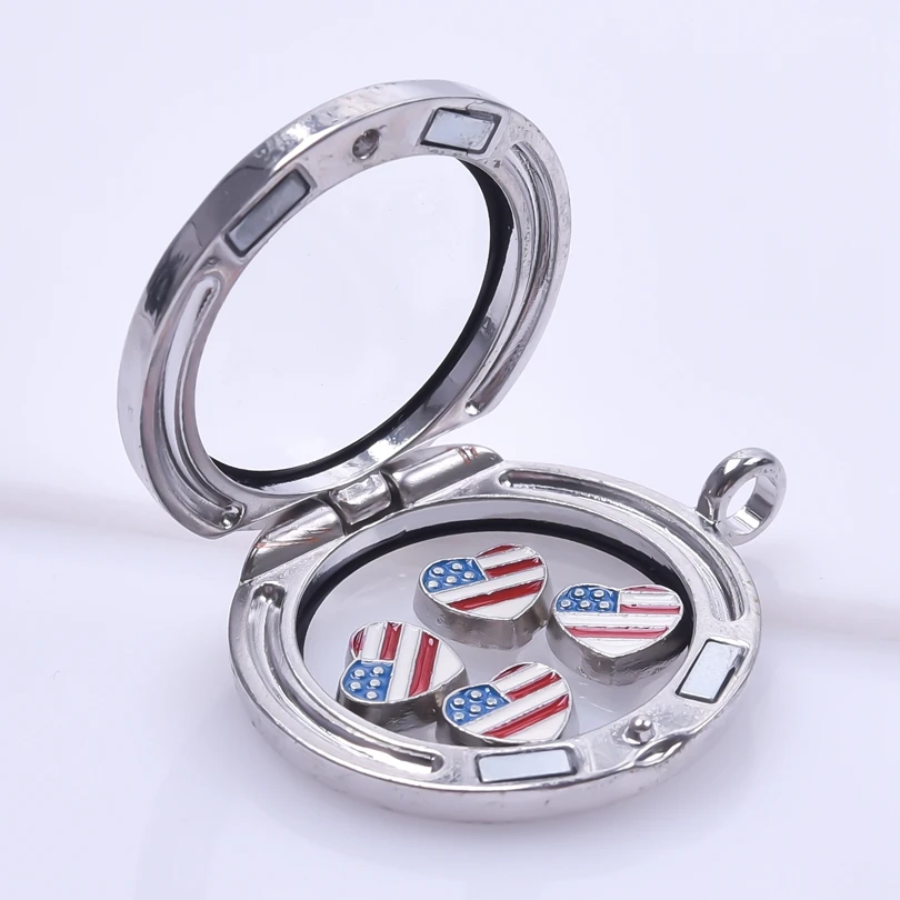 Милые эмалевые подвески в виде флага США для стеклянных украшений медальон с
