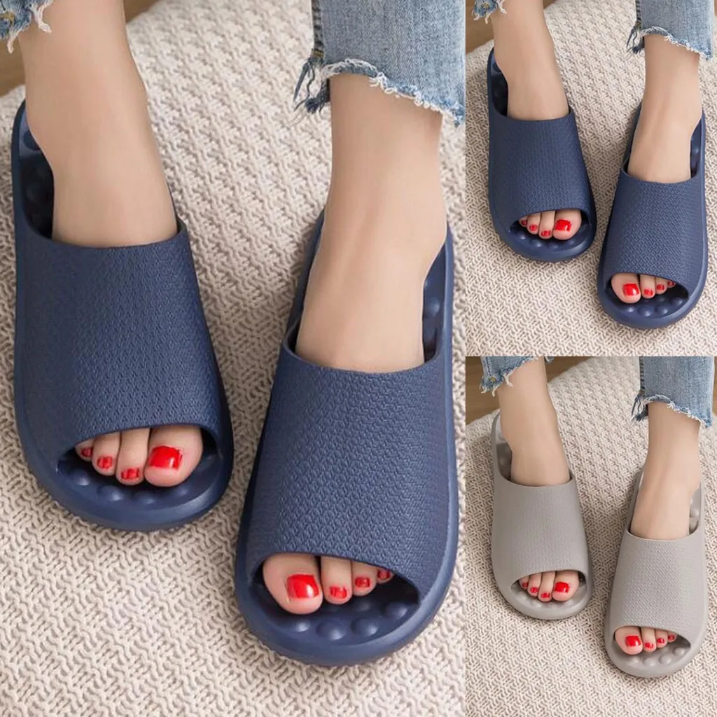 Домашние тапочки для пары Мужская обувь однотонные Синие Нескользящие домашние