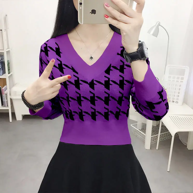 

Knitting sweater women 2021 Autumn and winter high-quality undershirt Slim long-sleeved Korean version of the short pullover