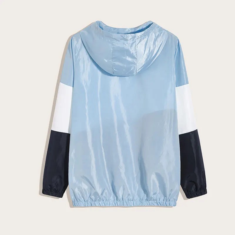 

2020 Autumn Men's Loose Stitching Casual Woven Hooded Men's Jacket Bebe Woven Blocked Sport Jacket