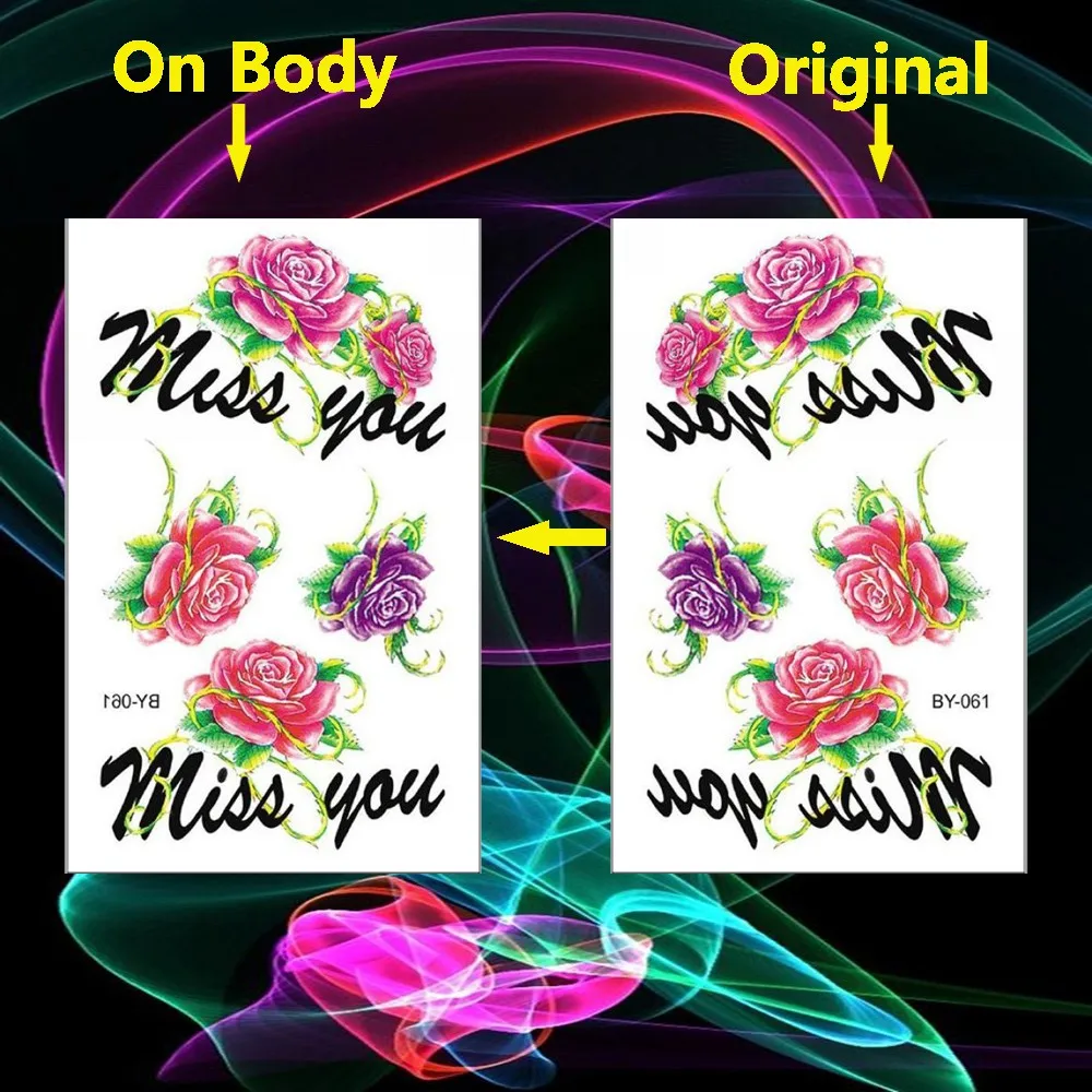 Красная роза Временные татуировки стикер цветок тату боди арт водонепроницаемые