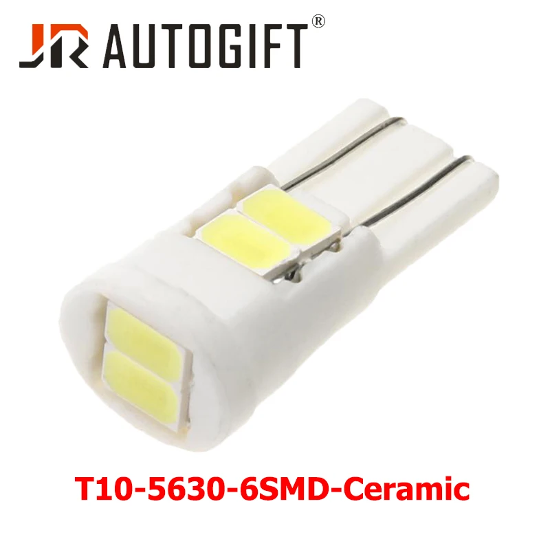 

100pcs T10 W5W Ceramic 5630 6 LED Waterproof Wedge Licence Plate Lights WY5W Turn Side Lamp Car Reading Dome Light Auto Parking