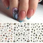 3D летнее кокосовое дерево, зернистость, серия листьев, дизайн ногтей, искусство, Маникюр для ногтей, дизайн своими руками