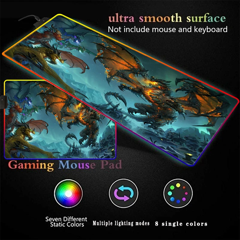 

WOW Gaming RGB Computer Large Gaming Mouse Pad XXL30X80CM40X90CM Mouse Pad LED Gamer Mause Carpet Multi-size Desk Pad for CS LOL