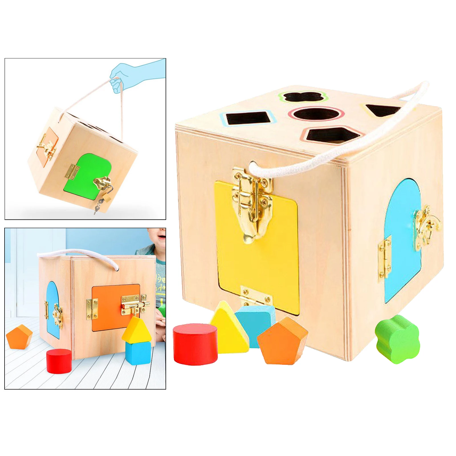 

Montessori Lock Box Toy Preschool Kids Early Educational Puzzle Toy 4 Locks