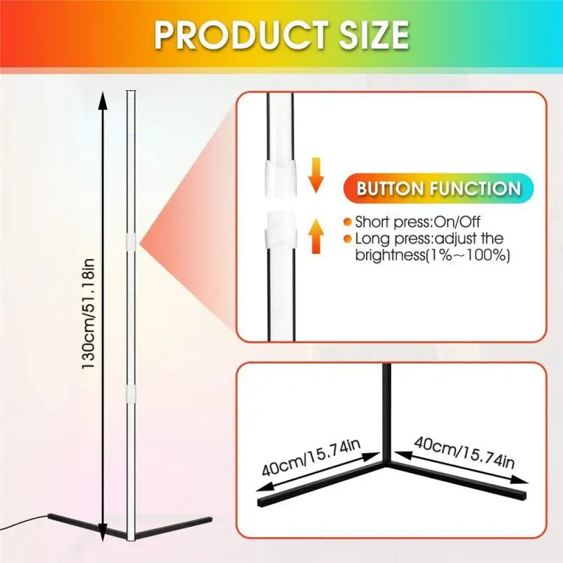 

Touch-Sensitive Remote RGB Floor Lamp LED Floor Light Colorful Bedroom Dining Room Atmosphere Lighting Living Room Decorative