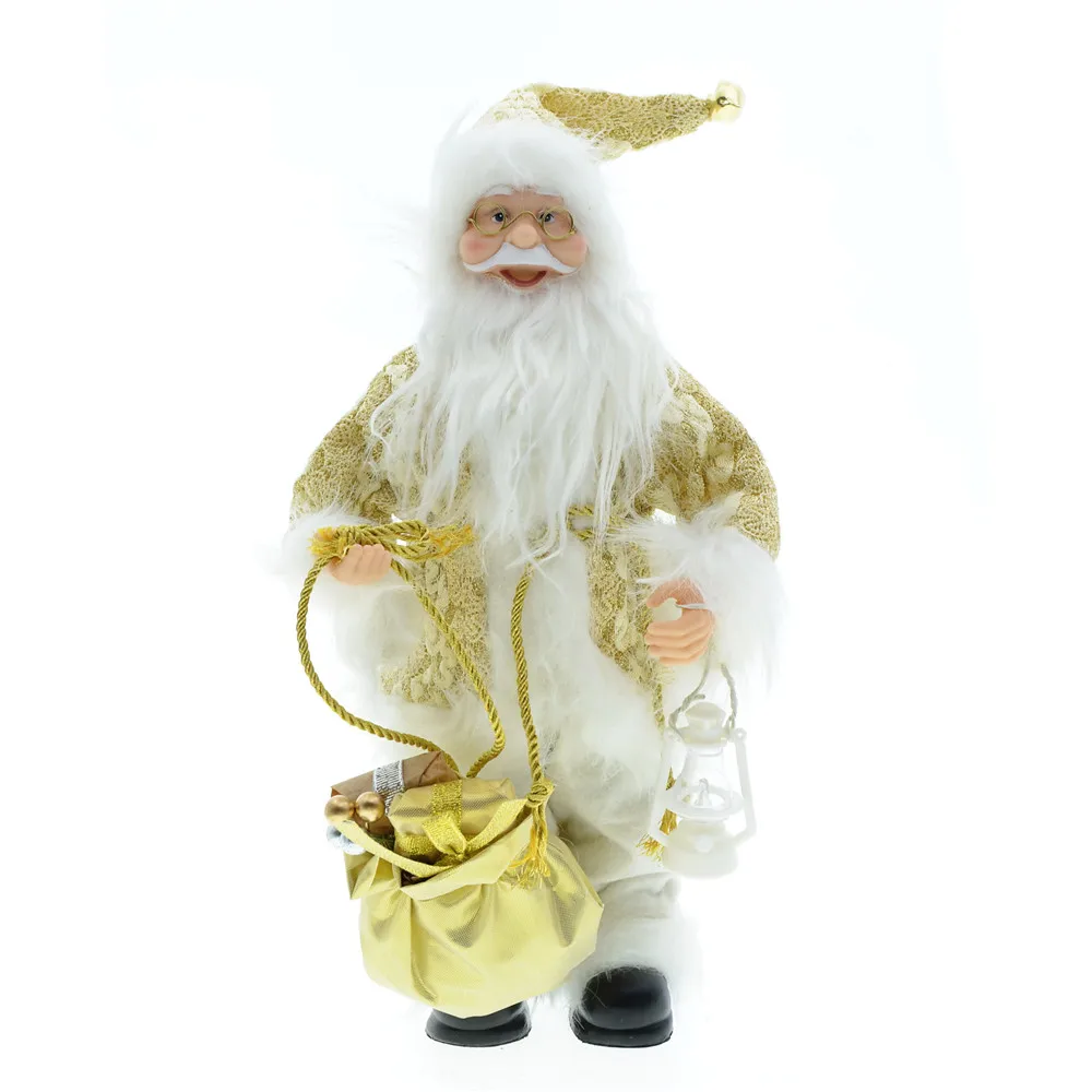 

2022 New Year Party Supplies 30cm Christmas Tree Ornaments Standing Santa Claus Plush Doll Toys Gift Decoration for Home Navidad