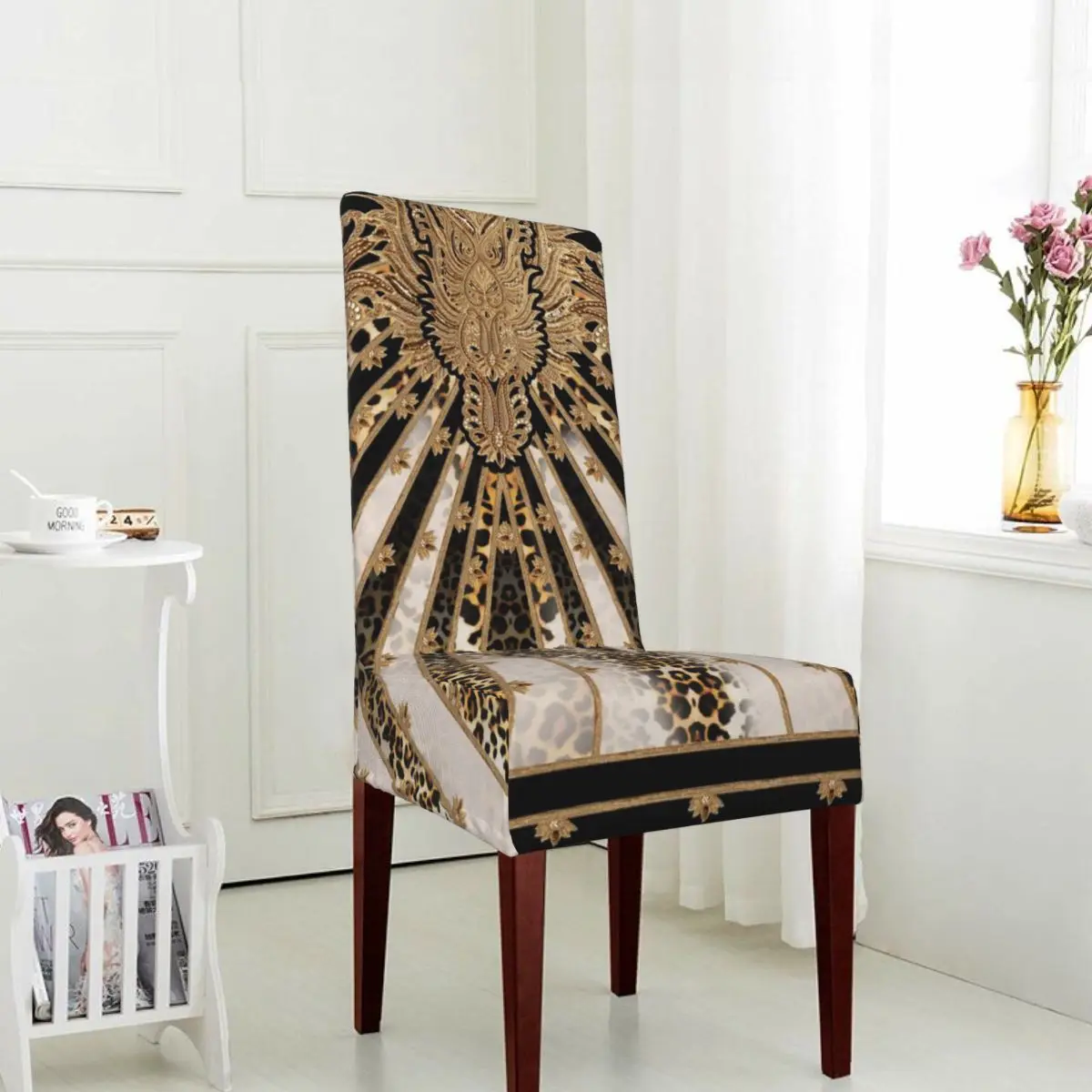 Эластичный чехол для стула обеденного стола с цветочным рисунком чехлы стульев в