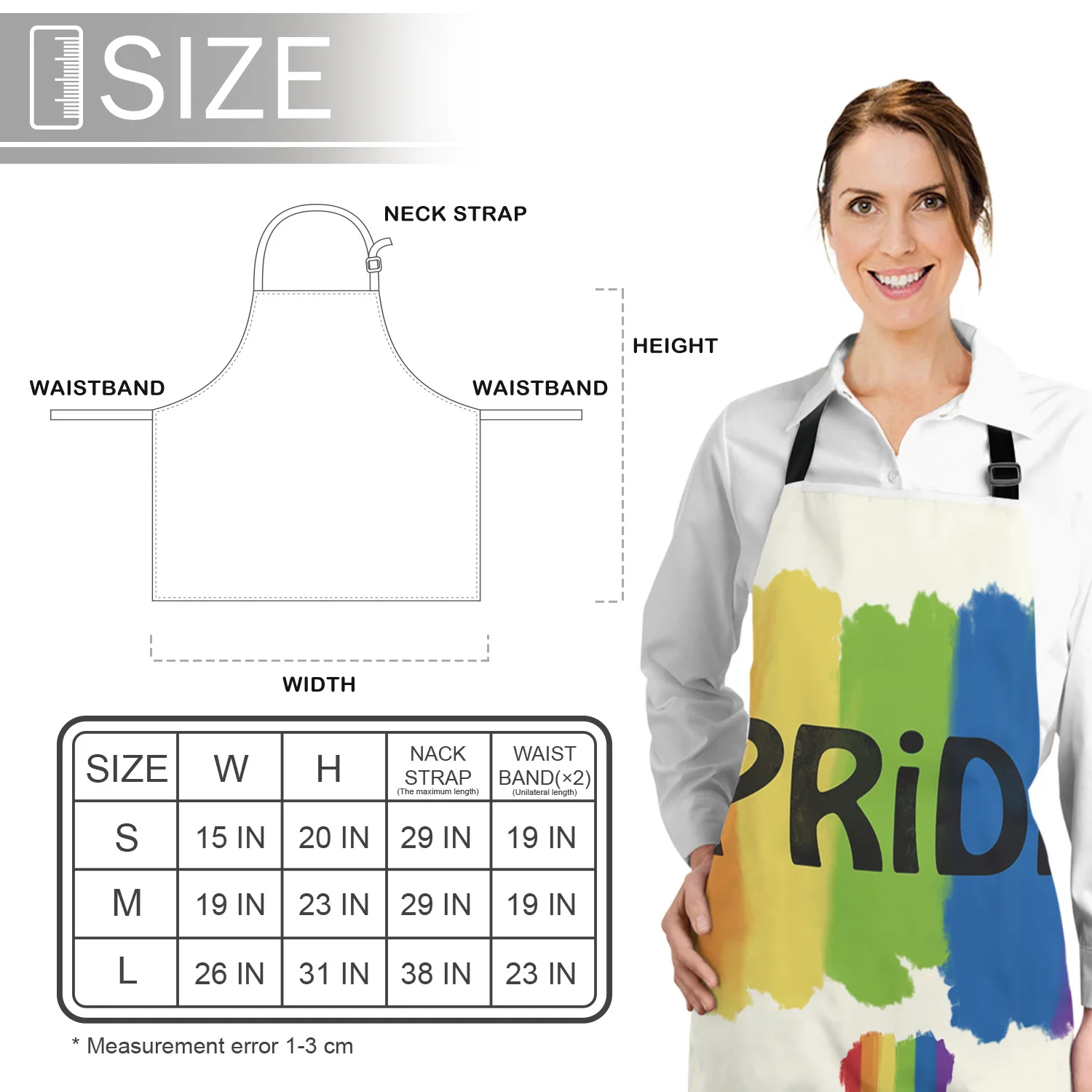 

Kitchen Apron Rainbow Striped Pride Adjustable BBQ Bib Canvas Aprons For Women Cooking Baking Restaurant Kids Apron Pinafore