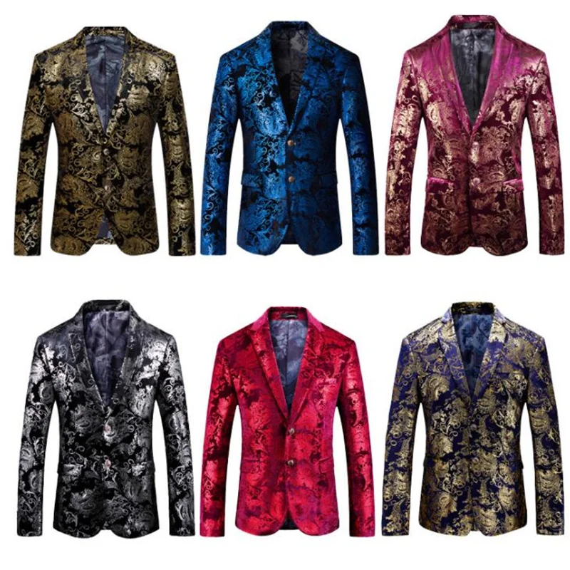 2021 new men's suit European and American style youth fashion bronzing printing jacket costume pour homme terno masculino casame