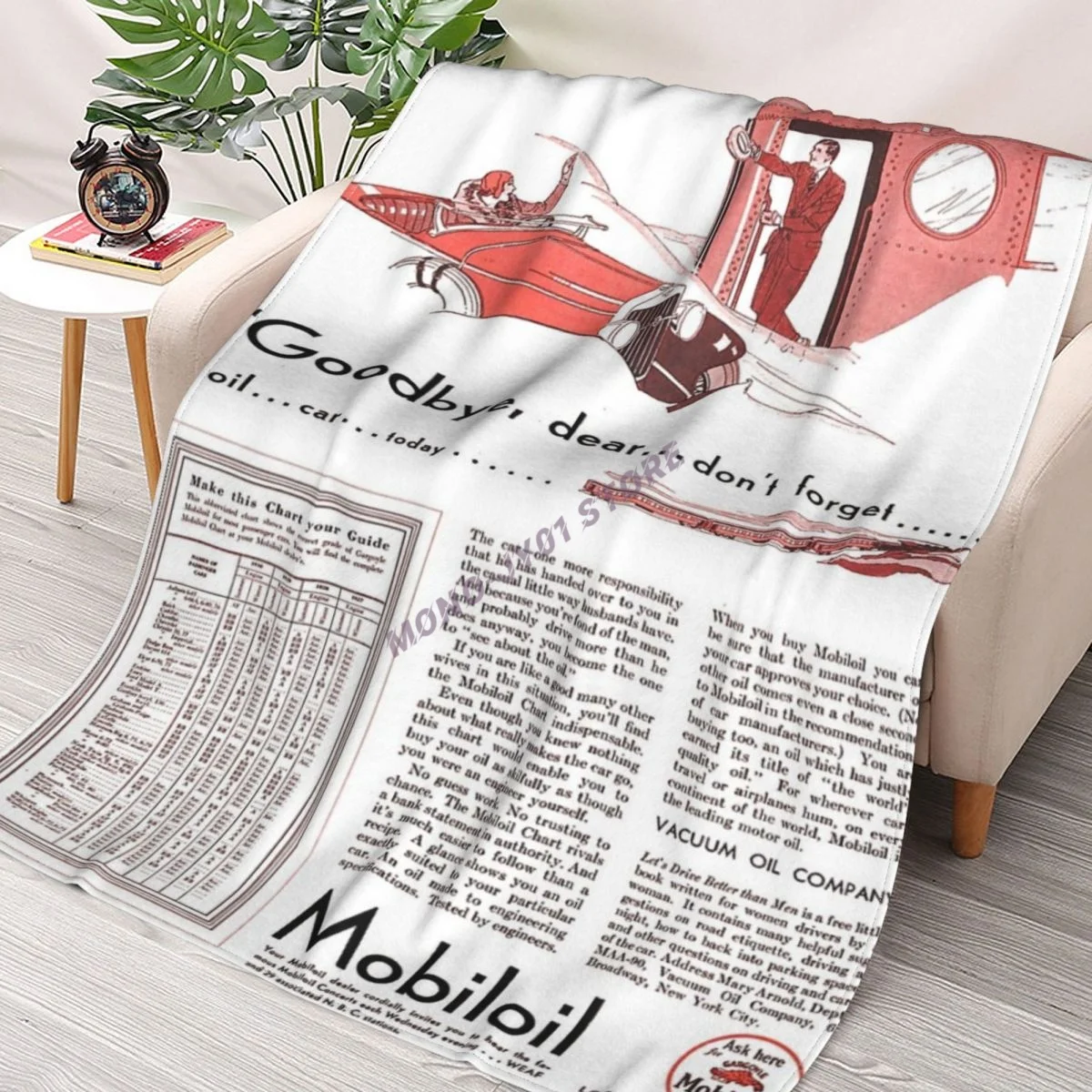 

1930 Mobil Oil Advertising Art Throw Blanket Sherpa Blanket cover Bedding soft Blankets