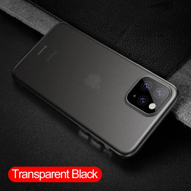 Transparent Black Роскошный чехол для телефона Baseus для iPhone 11 Pro Max Xs Max Xr X 11Pro, задняя крышка 0,4 мм, Ультратонкий чехол из полипропилена для iPhone11 - Цвет: Transparent Black