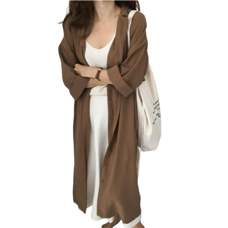 Женское винтажное платье с отложным воротником Длинная ветровка кардиган