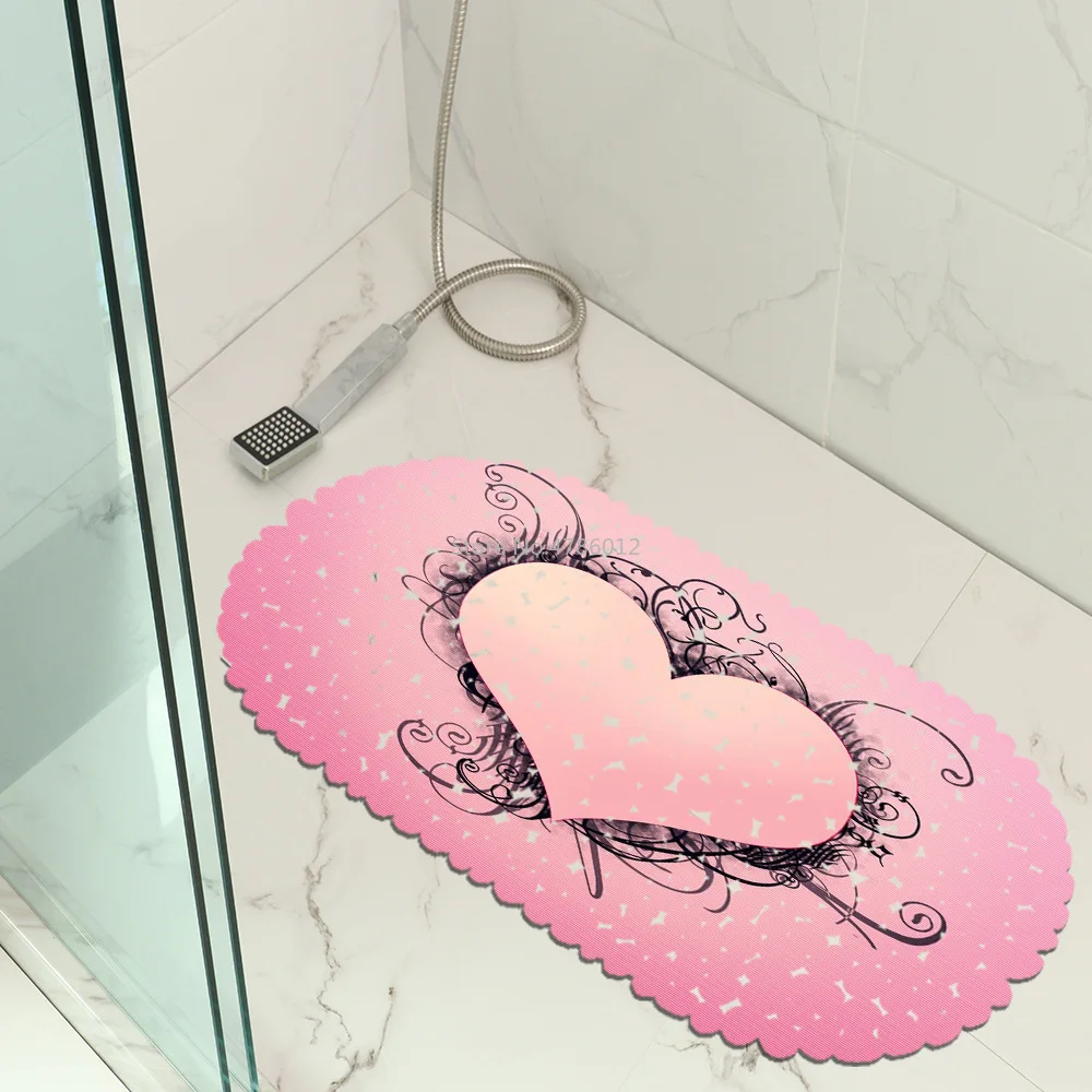 

Love Map Pvc Shower Bath Mat Bath Non-slip Mat Hotel Floor Mat Bath Mat Suction Pad