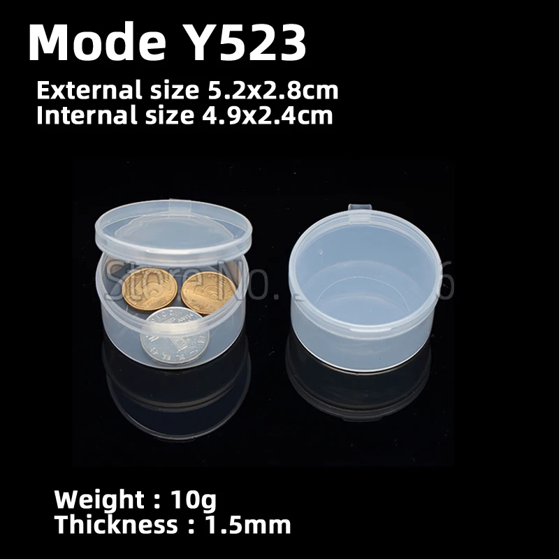 

10 pieces Y523 Round Plastic Case Parts Accessory Organize Storage Screw Sample Transparent Box 4.9x2.4cm