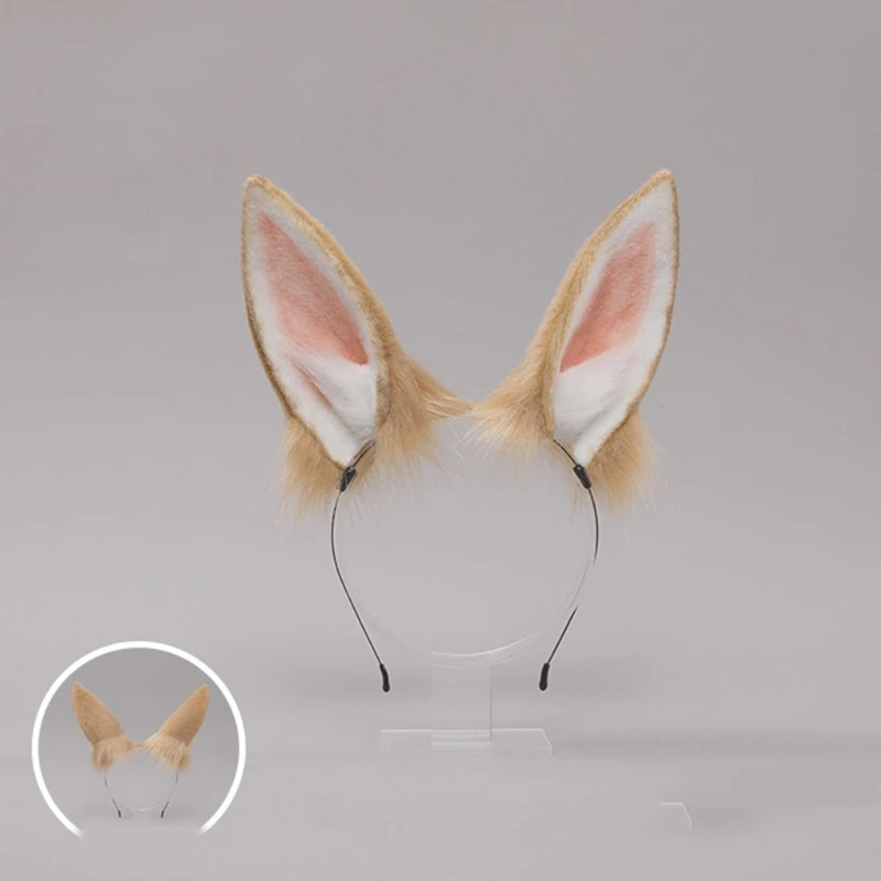 Lolita Headbands Furry Rabbit Cat Ears Headwear Kawaii Bunny Hair Hoop for Halloween Cosplay Headpiece Party Supplies