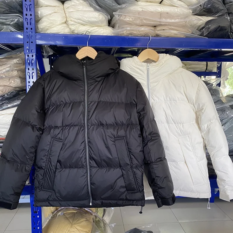 

Новинка 2021, женская зимняя однотонная Толстая короткая куртка на молнии с капюшоном, на белом утином пуху, для женщин, модное универсальное ...