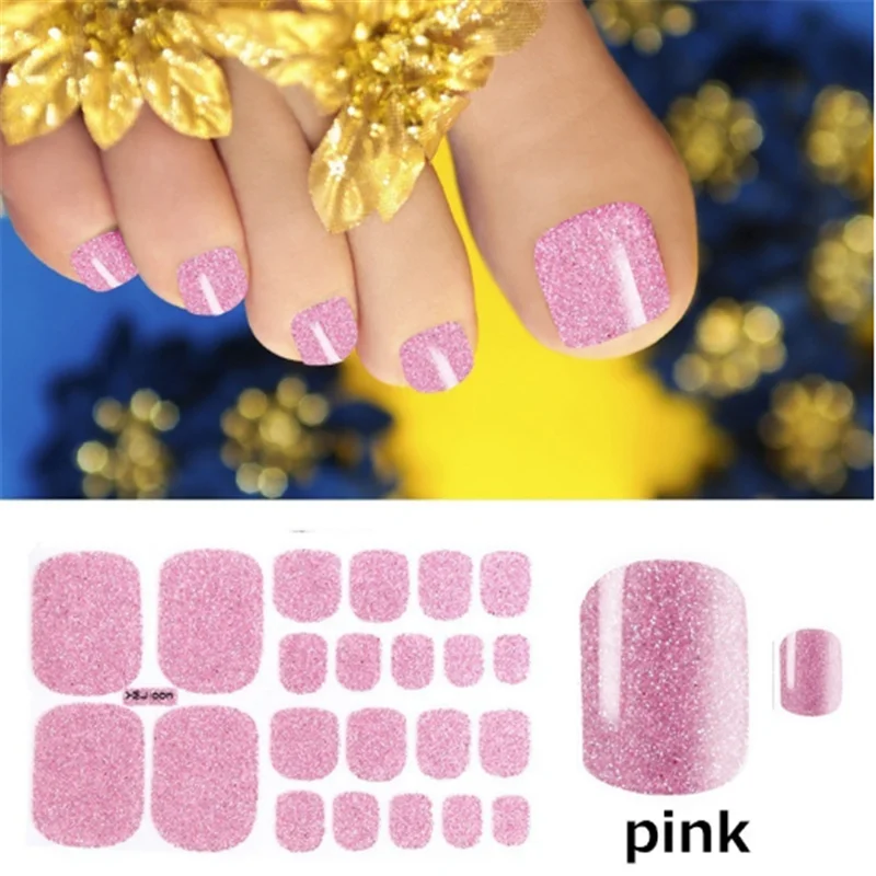 toenails pink 1 лист полное покрытие носок дизайн ногтей Блеск Toenail стикер сверкающие наклейки ступни темно-розовый сексуальный Летний стиль Маникюр Прямая поставка - Цвет: toenails pink