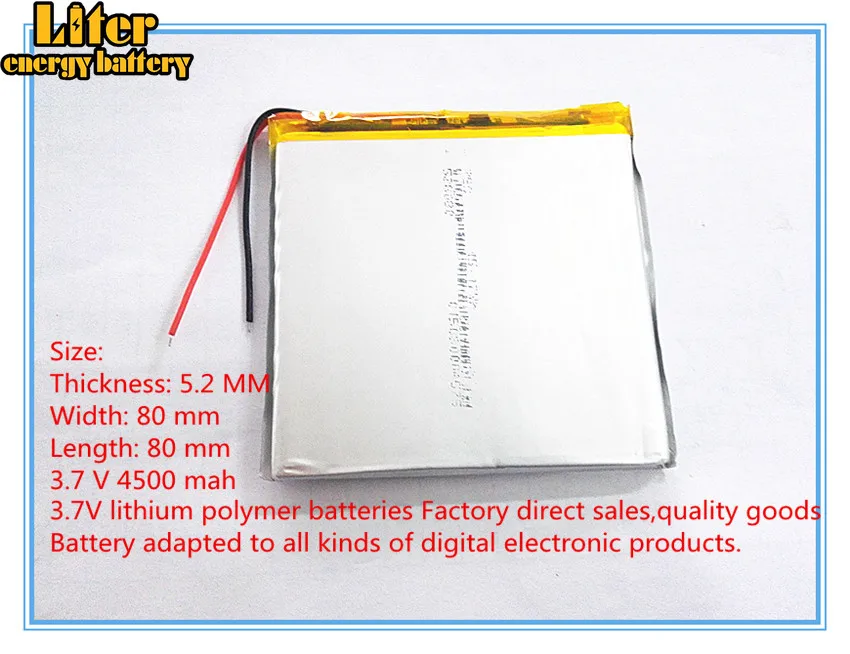

polymer li-ion battery rechargeable battery 3.7 V 508080 528080 mobile power tablets 4500MAH