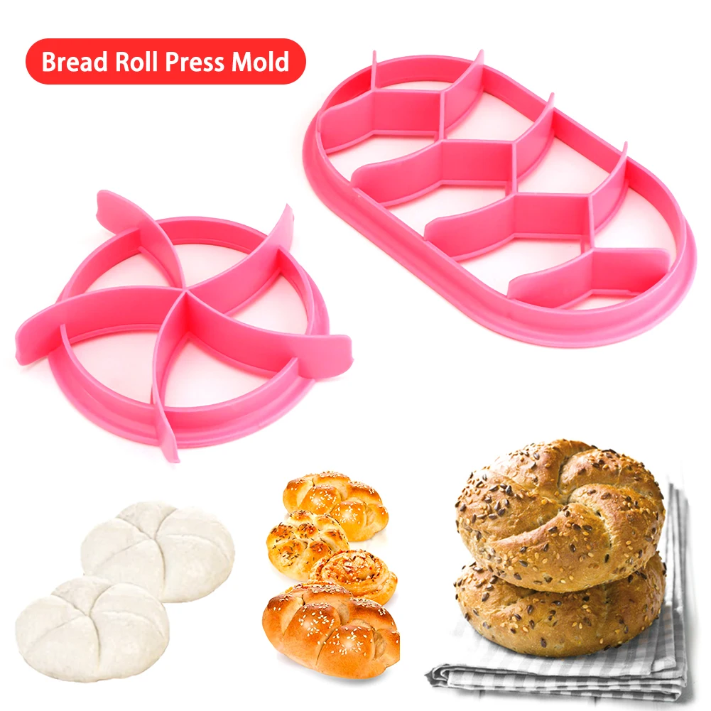 

DIY 2 pc Bread Press Mold Set Baking Bread Rolls Mold Plastic Pastry Cutters DIY Bread Press Mold Round Oval Set Baking Supplies