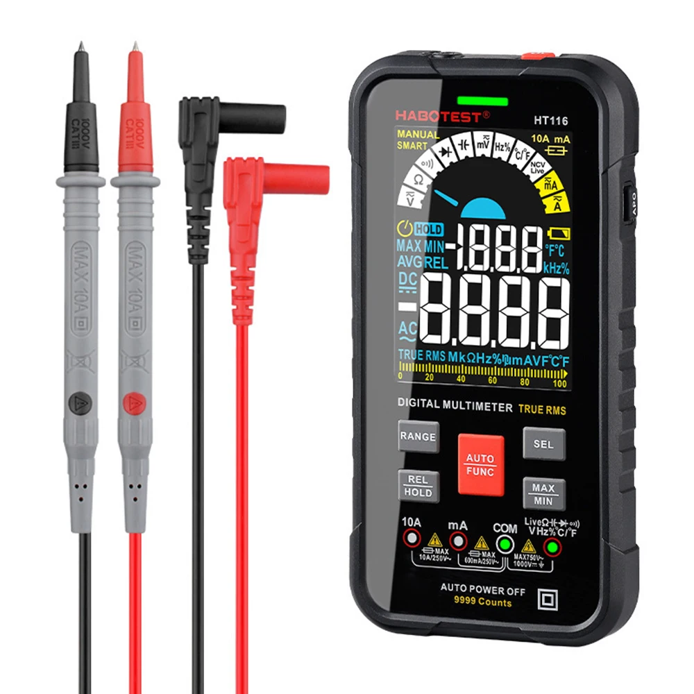 

HT116 Digital Multimeter Counts High Precision Ohm Hz Capacitance REL True RMS Smart Auto Tester Meter Tool