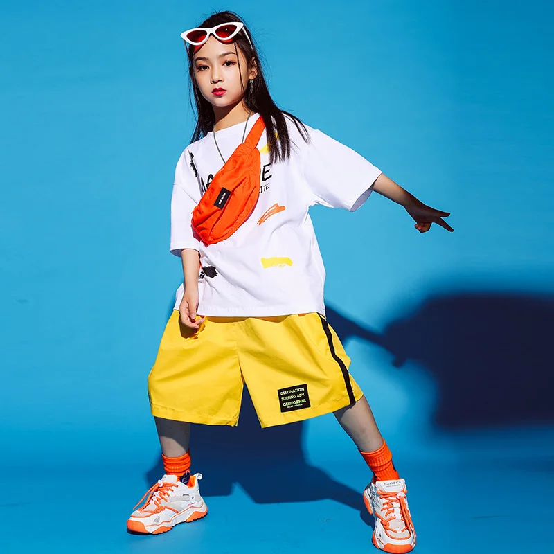 

Fashion Jazz Dance Costumes Unisex 2 Pieces Set Hip Hop Dancing Clothes Street Dance Hot Cheerleading Clothes For Kids DWY3525