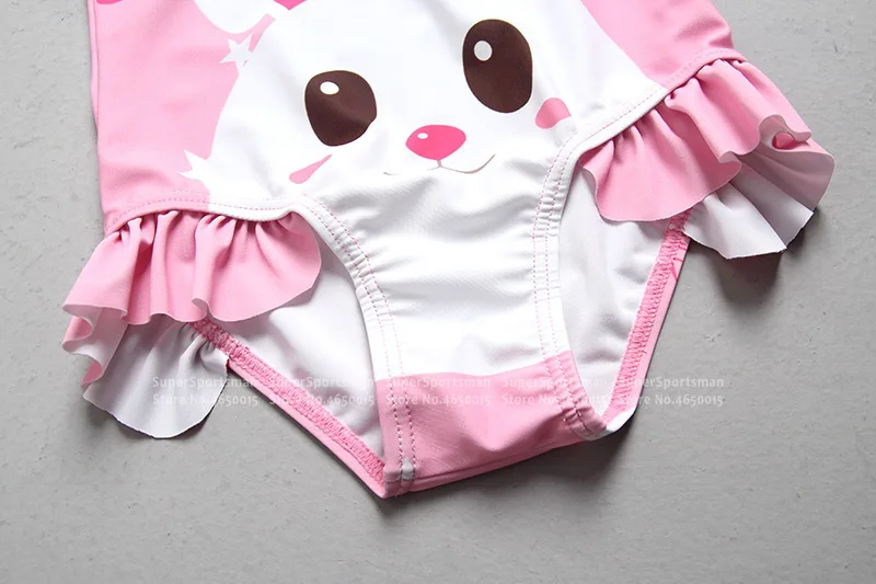 Baby Girls Anti-UV Swimwear Children Cartoon Bunny One Piece Swimsuit Kids Swim Beach Bathing Suits Toddler Swimming Clothes Set