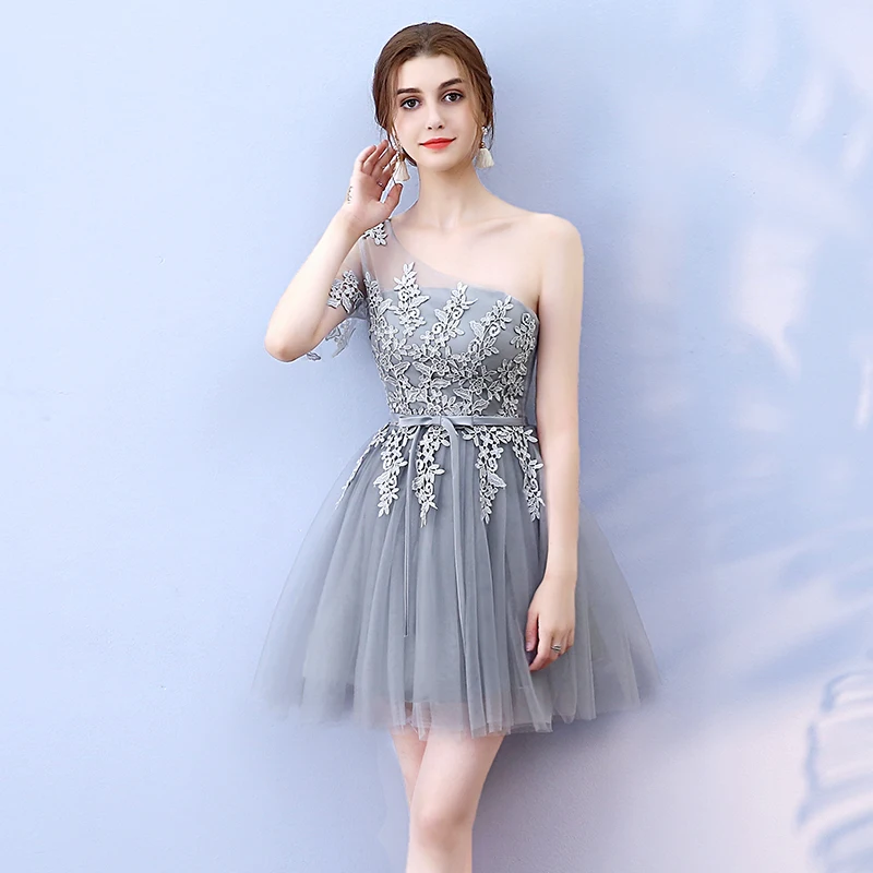 705 short gray Черный цвет мини платье свадебное платье для женщин платье подружки невесты сзади молния - Цвет: 705 short gray