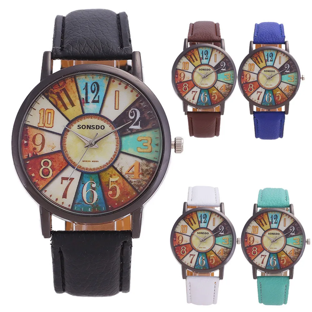 

Womens Unisex Retro Casual Faux Leather Analog Quartz Watch Unisex retro casual kunstleer analoog quartzhorloge voor dames