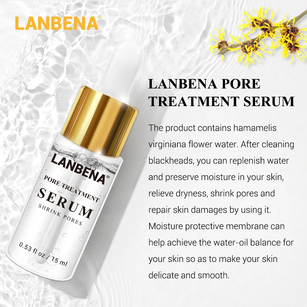 LANBENA Pore Treatment Serum Essence Shrink Pores Relieve Dryness Oil Control Firming Moisturizing Repairing Smooth Skin Care | Красота и