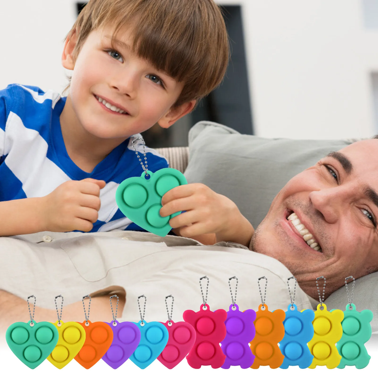 

Fidget Dimple Simple Fidget Toys Fat Brain Toys Heart Shape Safe Sress Reliever Keychain Toy For Kid Adult Relax Pressure Gift