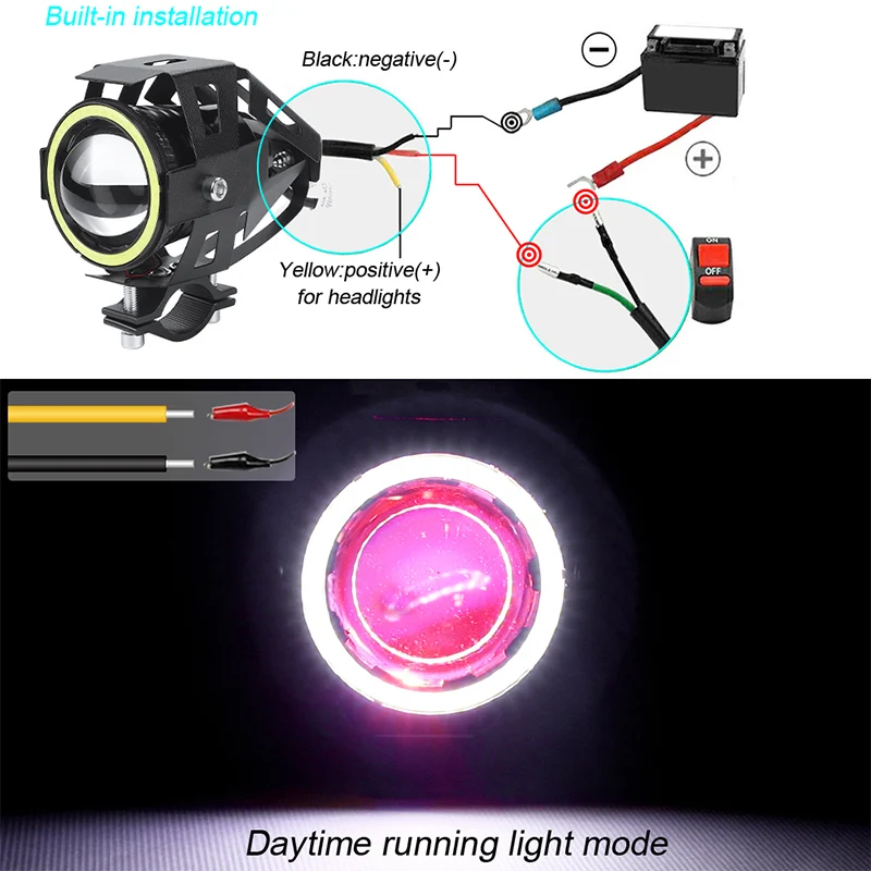 Пара светодиодных мотоциклетных противотуманных фар ангельские глазки