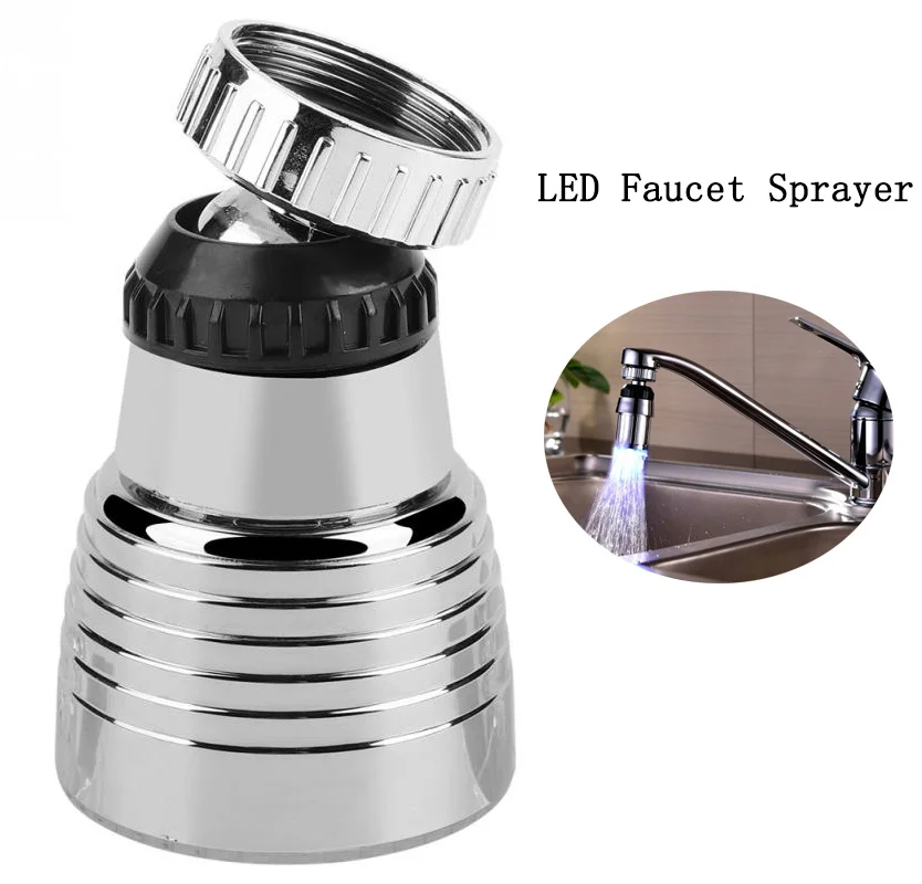 

360 Degree Rotation Temperature Sensor Light Water Tap for Kitchen and Bathroom Colored LED Faucet Sprayer Kitchen Faucet