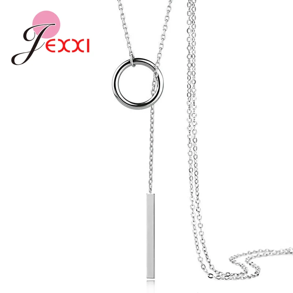 

New Luxury Brand Long Women Creative Design 925 Sterling Silver Pendant Necklaces Geometric Triangle Shape Cubic Zircon Jewelry