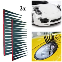 2pcs set car headlight eyelash stickers 3d charming black false eyelashes car headlight decoration funny decal