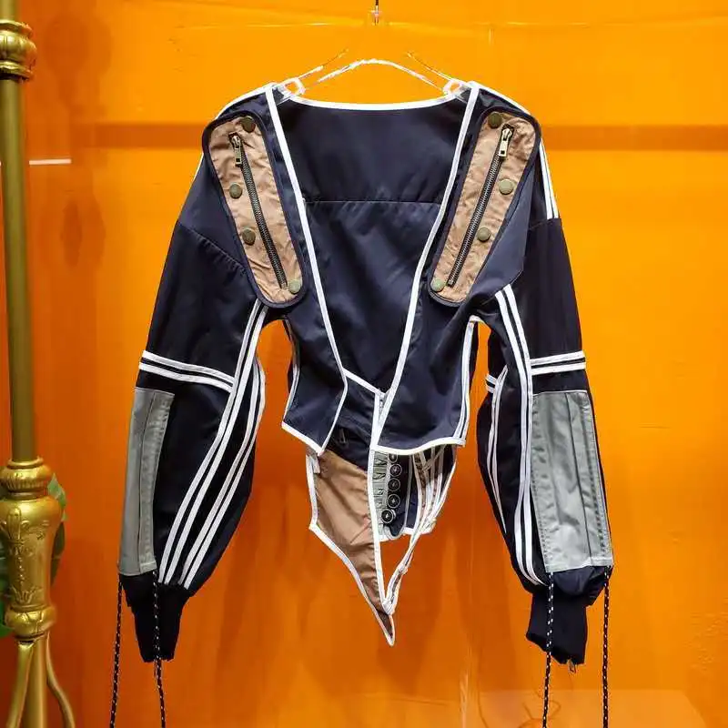 

2020 Harajuku Punk Summer Season Western Style White Sleeveless Dress Woman Overknee and Square Collar Drawsrting Waist Jacket