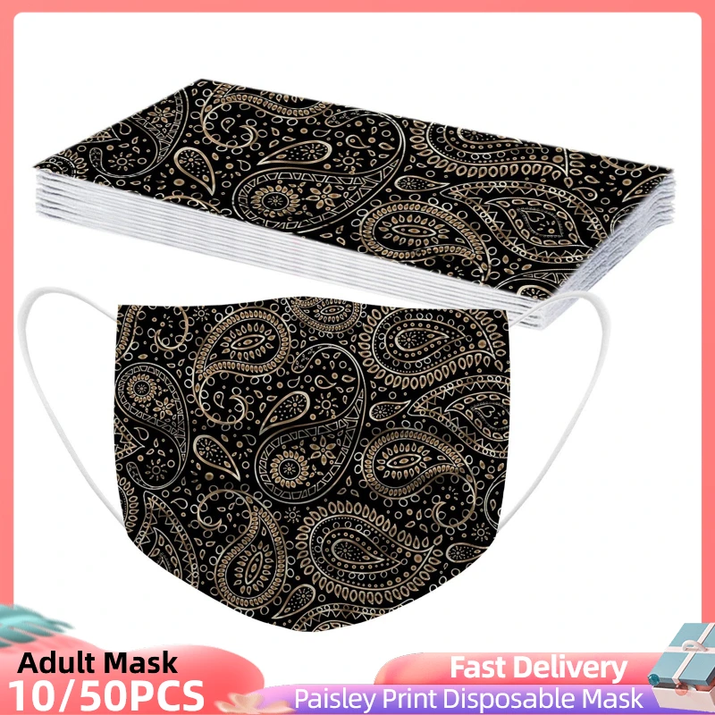 

10/50/100pcs 2021 Mascarillas Desechables Adult's Mask Paisley Print Disposable Face Mask 3ply Ear Loop Halloween Mask Cosplay