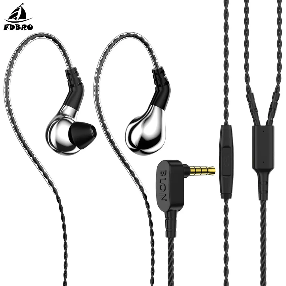 FDBRO BLON BL-03 10 мм углеродная диафрагма Динамический драйвер в ухо наушники съемные