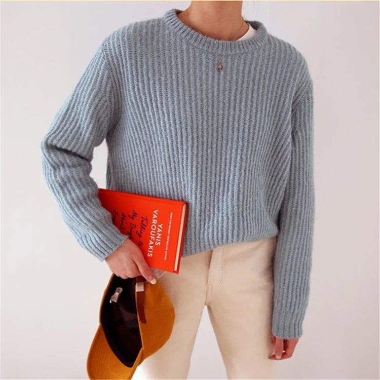 Colorfaith New 2019 Autumn Winter Women's Sweaters Knitting O-Neck Fashionable Minimalist Tops Korean Style Loose Ladies SW5089 | Женская