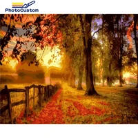 photocustom diy pictures by number autumn landscape kits home decor painting by numbers for adult drawing on canvas handpainted