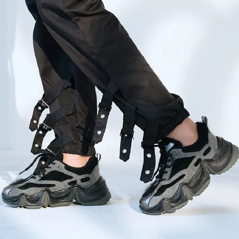 

Taoffen 2021 Ladies Thick Sole Real Leather Sneakers Fashion Casual Outdoor Shoes Women Daily Sneakers Size 35-40