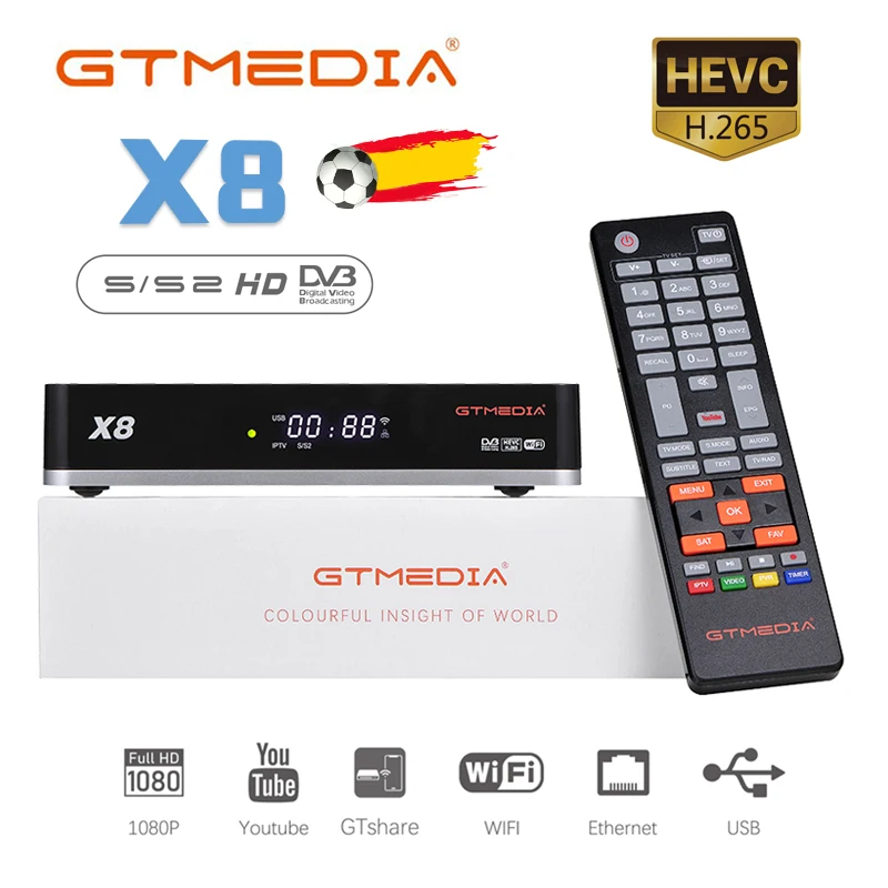 

New GTmedia X8 Satellite TV Receiver DVB-S/S2/S2X Bulti In WIFI WEB TV with NO APP spain Satellite Decoder