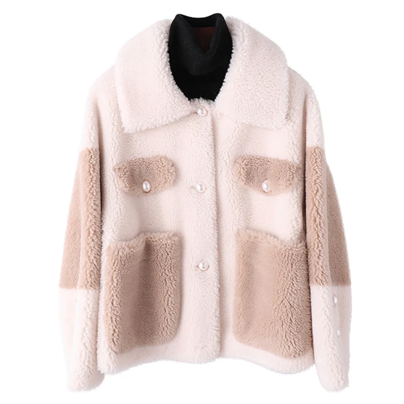 

Luxury Genuine Wool Fur Jacket Coat Winter Women Outerwear LF9054