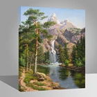 Набор для рисования по номерам сделай сам, набор для рисования маслом на холсте с акриловым пигментом, 16 Вт X 20 л, водопад, лес, лед, горные краски