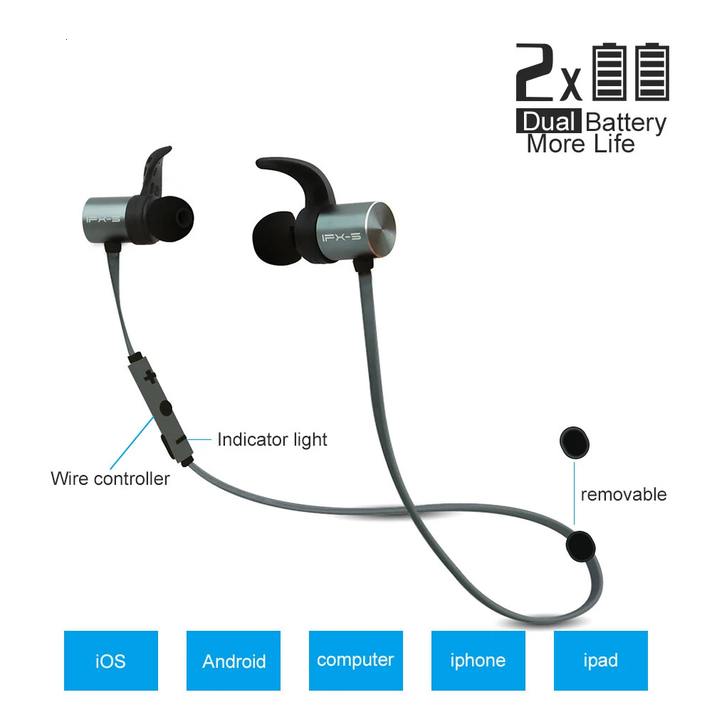 

Bluetooth-наушники с глубокими басами и микрофоном, 14 часов воспроизведения