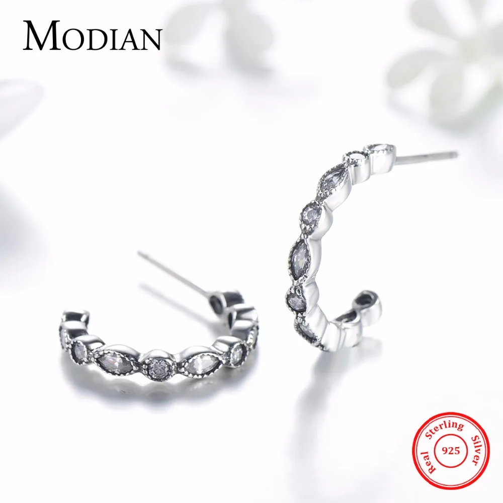 Modian 2017 натуральная 925 стерлингового серебра серьги-гвоздики в виде простой