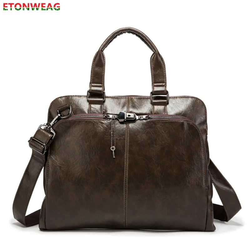 Брендовый деловой офисный портфель для мужчин черная сумка из искусственной